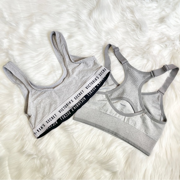 🌟 2Pack Victoria’s secret & Avia Gray Comfy Workout Lounge Sports Bras Size M - Picture 2 of 4